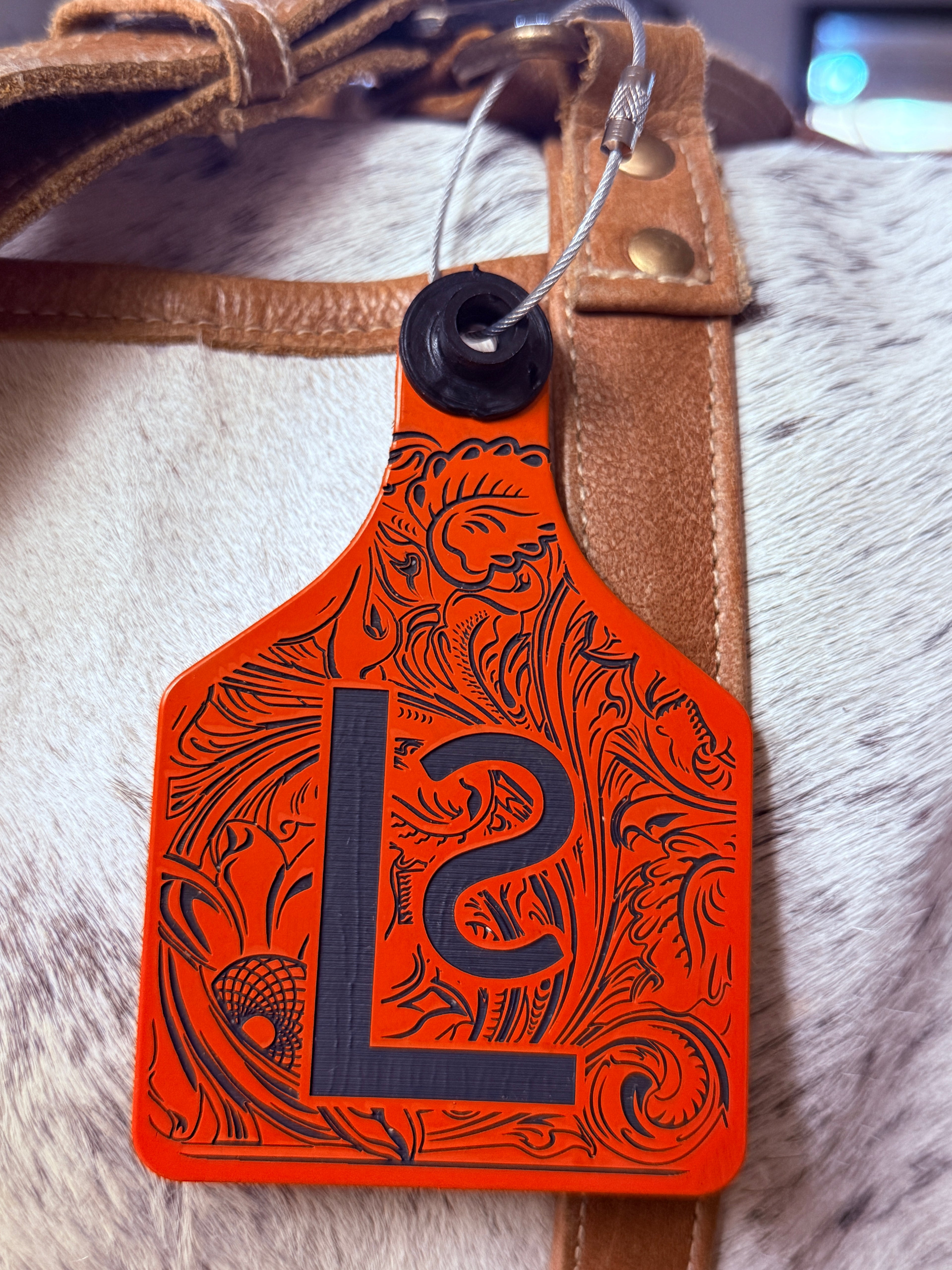 “Tooled & Branded”  Cattle Tag Luggage Tag
